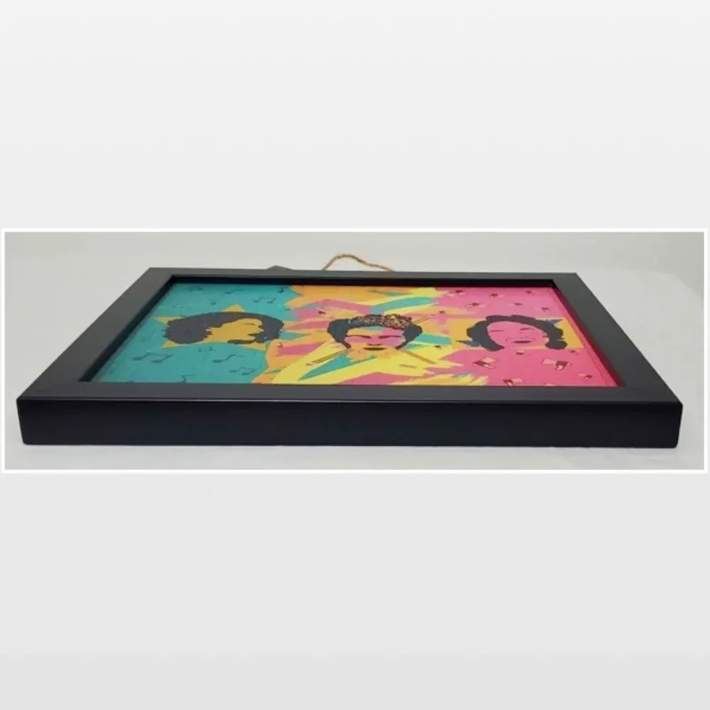 New Wall Art Picture Hispanic Females Bold Multi Colored Framed Women NWT